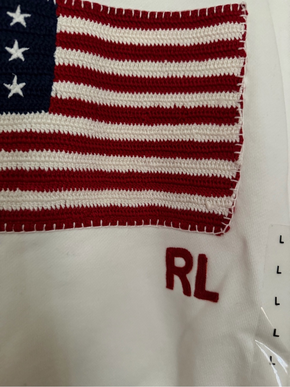 NWT Polo Ralph Lauren Sweatshirt with Embroidered American Flag - Picture 6 of 7